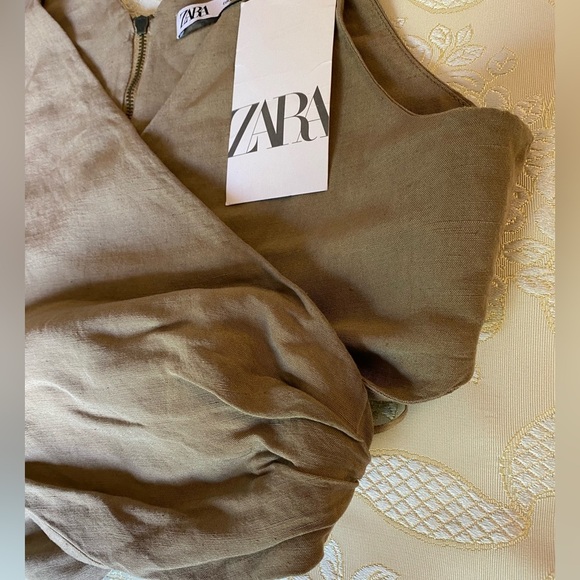 NWT Zara Linen Wrap V-Neck Crop Top Size M - Picture 4 of 10